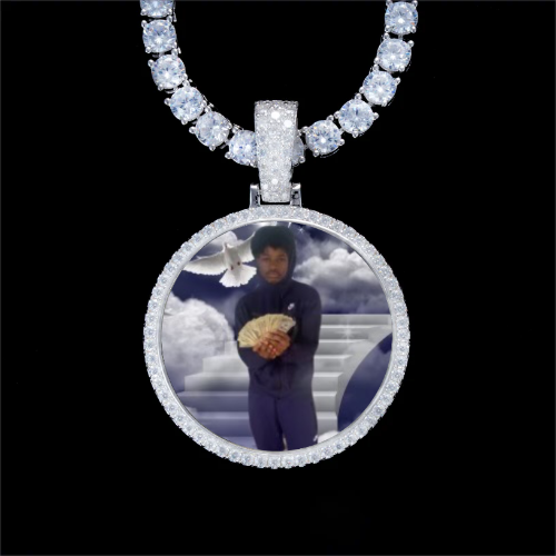 925S & VVS Moissanite 3D Circle Custom Picture Pendant