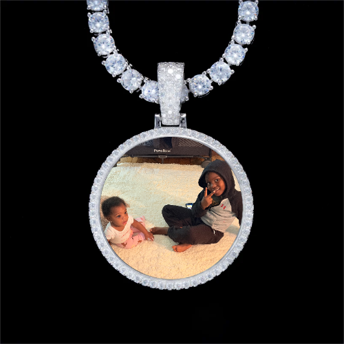 925S & VVS Moissanite 3D Circle Custom Picture Pendant
