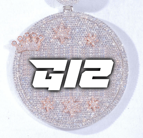 CUSTOM LETTER NECKLACE 3D BIG CROWN DISC