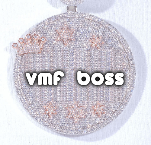 CUSTOM LETTER NECKLACE 3D BIG CROWN DISC