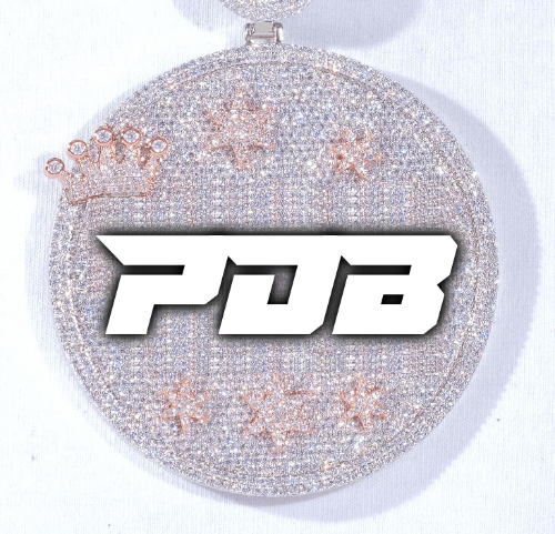 CUSTOM LETTER NECKLACE 3D BIG CROWN DISC