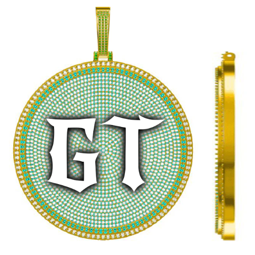 CUSTOM LETTER NECKLACE 3D BIG DISC