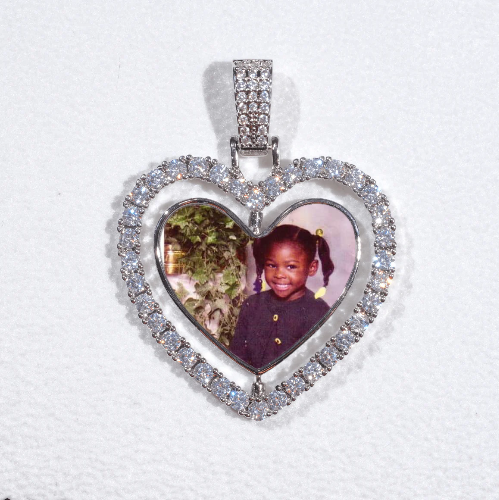 3D Spinning 2-Faced Heart Custom Picture Pendant