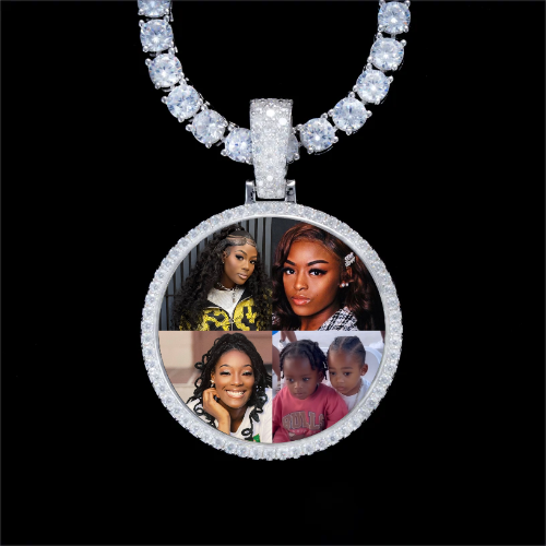 925S & VVS Moissanite 3D Circle Custom Picture Pendant