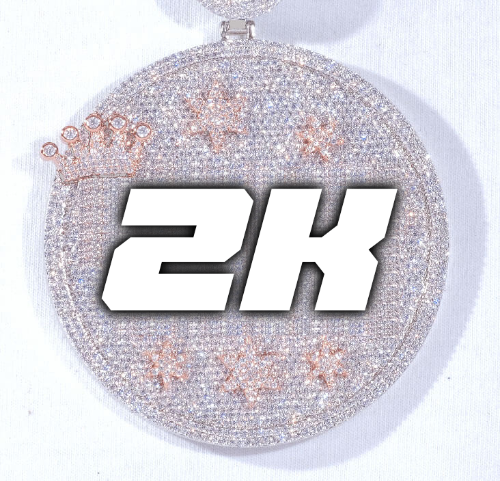 CUSTOM LETTER NECKLACE 3D BIG CROWN DISC