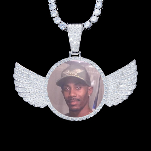 925S & VVS Moissanite 3D Wing Custom Picture Pendant