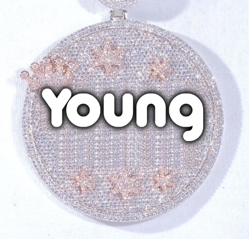 CUSTOM LETTER NECKLACE 3D BIG CROWN DISC