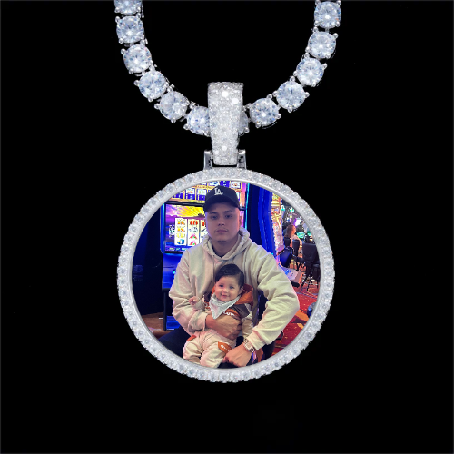 925S & VVS Moissanite 3D Circle Custom Picture Pendant