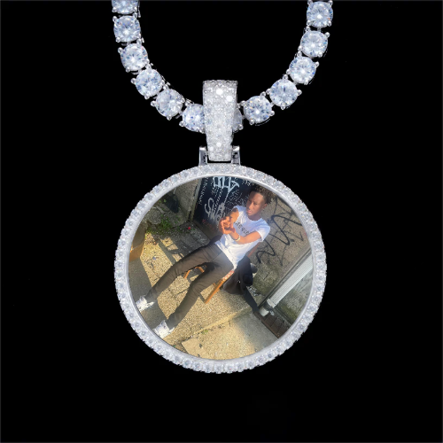925S & VVS Moissanite 3D Circle Custom Picture Pendant