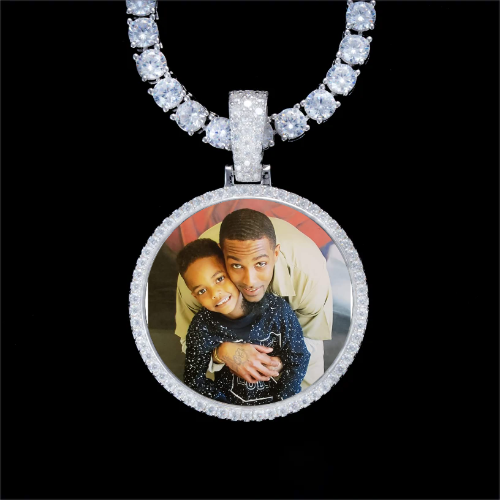 925S & VVS Moissanite 3D Circle Custom Picture Pendant