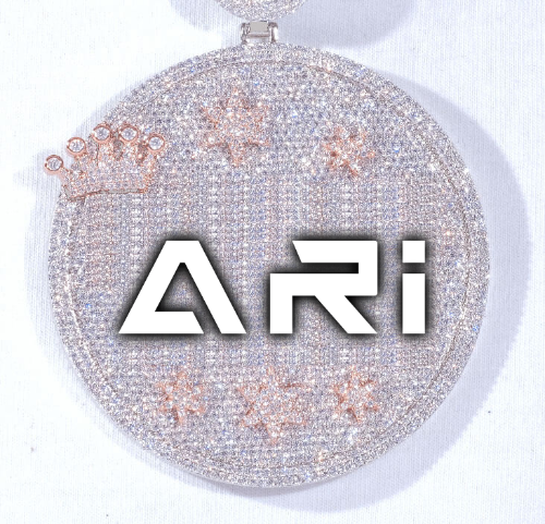 CUSTOM LETTER NECKLACE 3D BIG CROWN DISC
