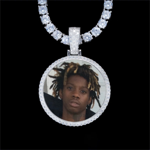 925S & VVS Moissanite 3D Circle Custom Picture Pendant