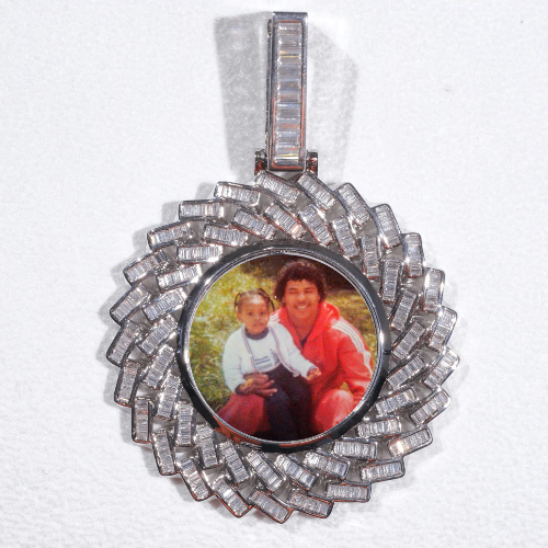 Large 3D Baguette Custom Picture Pendant