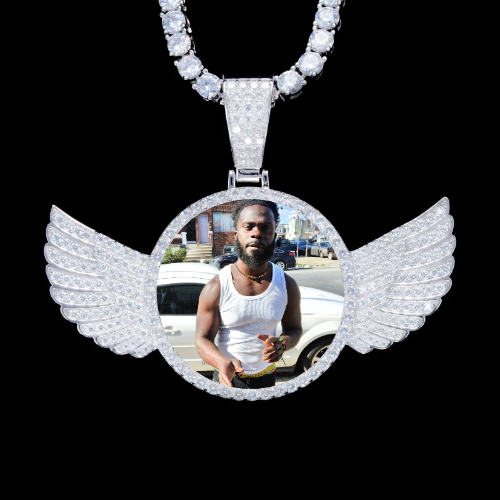 925S & VVS Moissanite 3D Wing Custom Picture Pendant