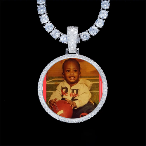 925S & VVS Moissanite 3D Circle Custom Picture Pendant
