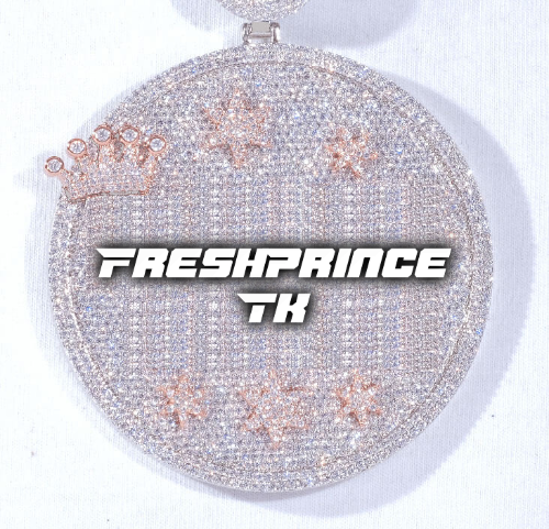 CUSTOM LETTER NECKLACE 3D BIG CROWN DISC