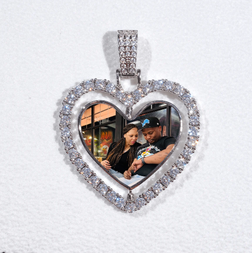 3D Spinning 2-Faced Heart Custom Picture Pendant