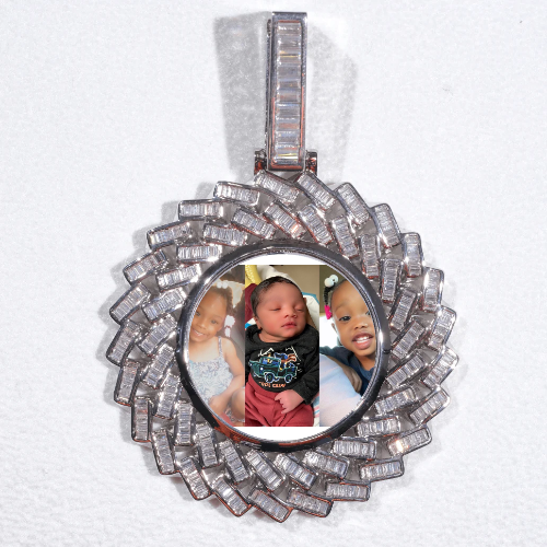 Large 3D Baguette Custom Picture Pendant