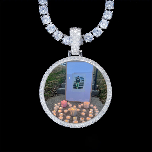 925S & VVS Moissanite 3D Circle Custom Picture Pendant