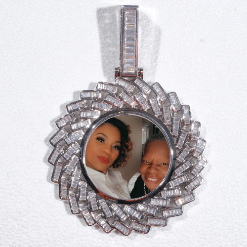 Large 3D Baguette Custom Picture Pendant