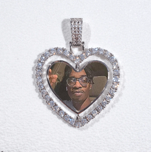 3D Spinning 2-Faced Heart Custom Picture Pendant