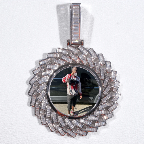 Large 3D Baguette Custom Picture Pendant