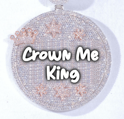 CUSTOM LETTER NECKLACE 3D BIG CROWN DISC