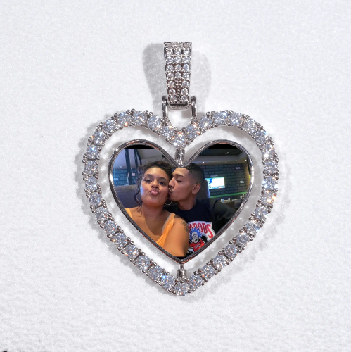 3D Spinning 2-Faced Heart Custom Picture Pendant