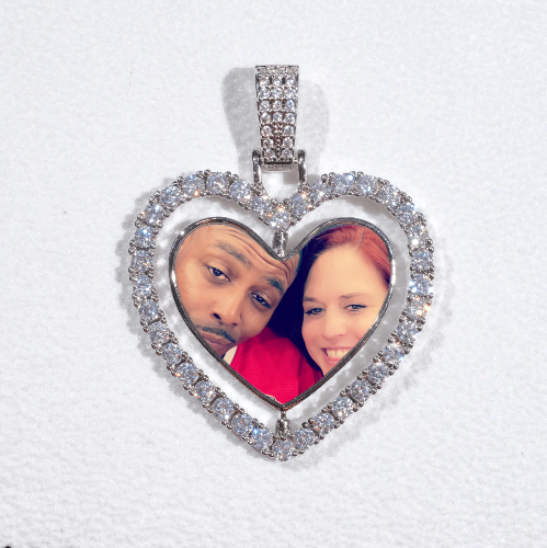 3D Spinning 2-Faced Heart Custom Picture Pendant