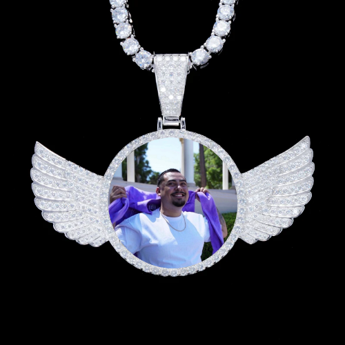 925S & VVS Moissanite 3D Wing Custom Picture Pendant