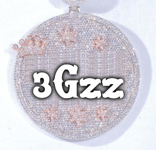 CUSTOM LETTER NECKLACE 3D BIG CROWN DISC