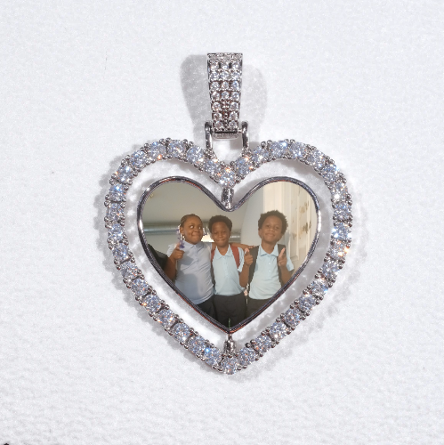 3D Spinning 2-Faced Heart Custom Picture Pendant
