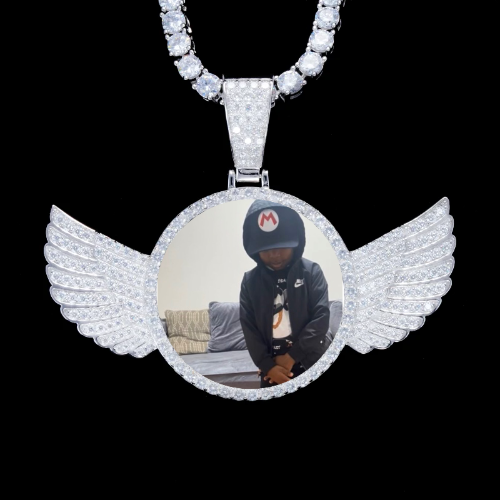 925S & VVS Moissanite 3D Wing Custom Picture Pendant