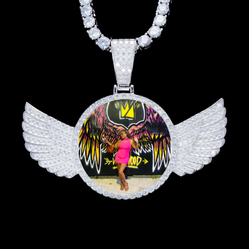 925S & VVS Moissanite 3D Wing Custom Picture Pendant