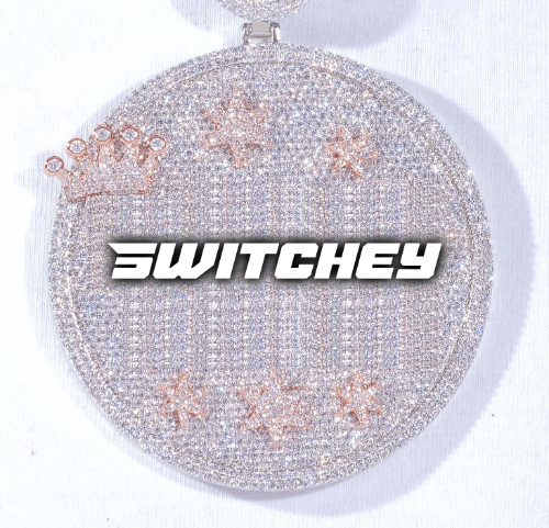 CUSTOM LETTER NECKLACE 3D BIG CROWN DISC