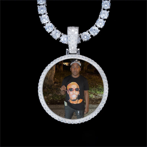 925S & VVS Moissanite 3D Circle Custom Picture Pendant