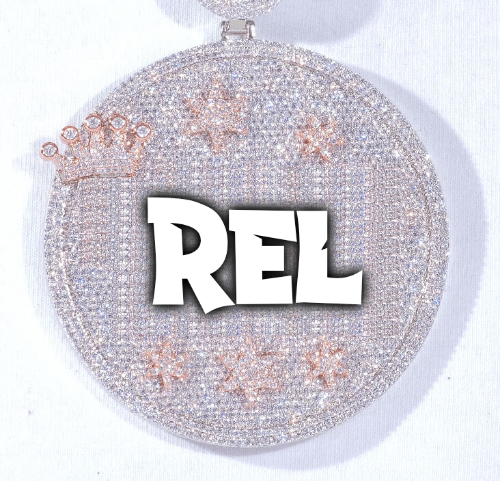 CUSTOM LETTER NECKLACE 3D BIG CROWN DISC