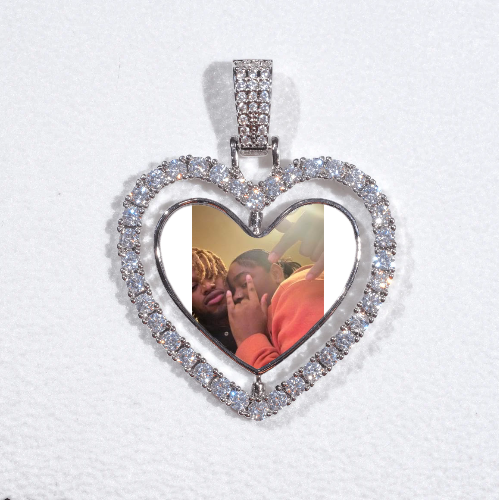 3D Spinning 2-Faced Heart Custom Picture Pendant