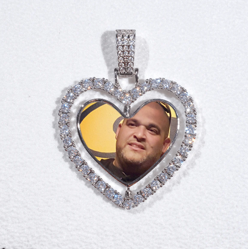 3D Spinning 2-Faced Heart Custom Picture Pendant