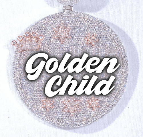 CUSTOM LETTER NECKLACE 3D BIG CROWN DISC
