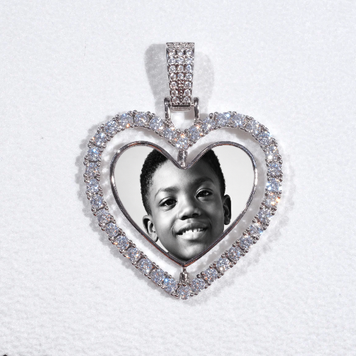 3D Spinning 2-Faced Heart Custom Picture Pendant