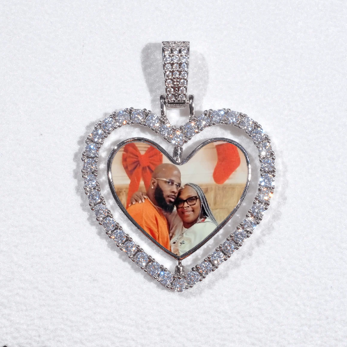3D Spinning 2-Faced Heart Custom Picture Pendant