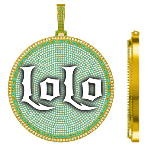 CUSTOM LETTER NECKLACE 3D BIG DISC