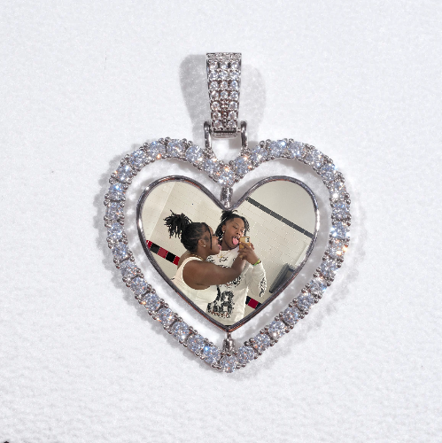 3D Spinning 2-Faced Heart Custom Picture Pendant