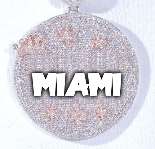 CUSTOM LETTER NECKLACE 3D BIG CROWN DISC