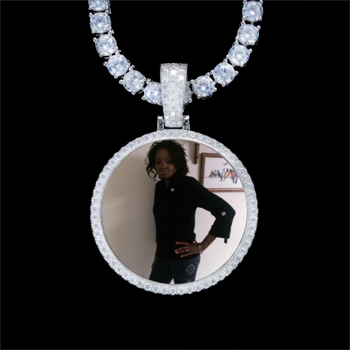 925S & VVS Moissanite 3D Circle Custom Picture Pendant