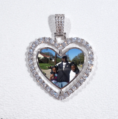 3D Spinning 2-Faced Heart Custom Picture Pendant