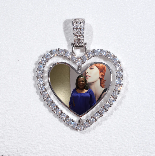 3D Spinning 2-Faced Heart Custom Picture Pendant