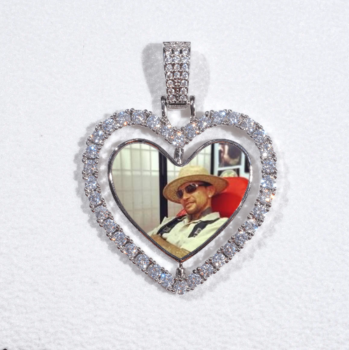3D Spinning 2-Faced Heart Custom Picture Pendant