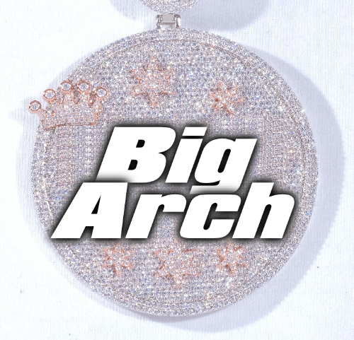 CUSTOM LETTER NECKLACE 3D BIG CROWN DISC